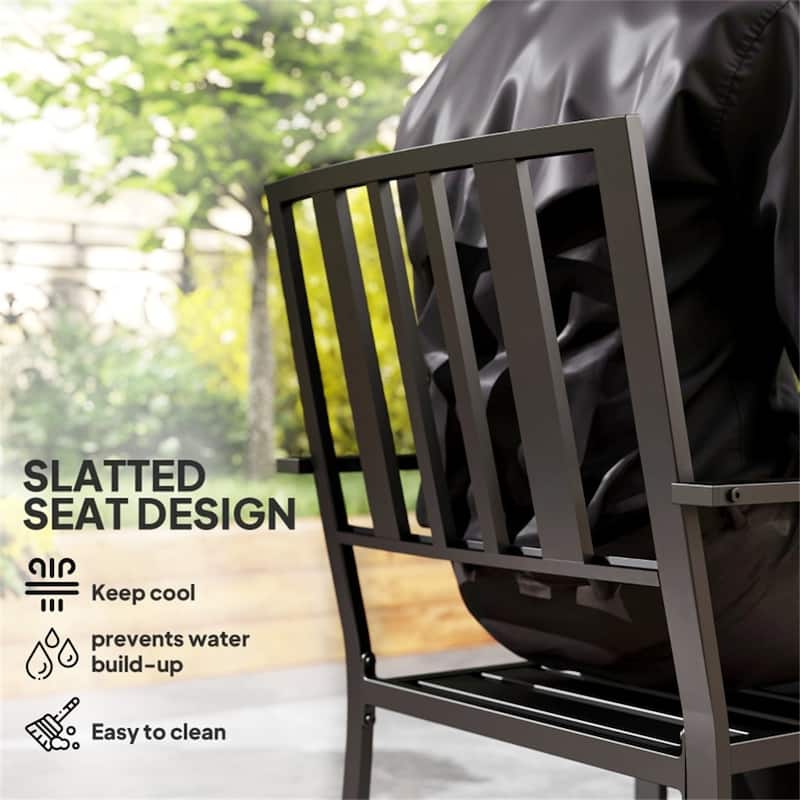 Galvanized Steel Outdoor Dining Chair Set of 2 Stackable - 22.5" W x 22.75" D x 35" H