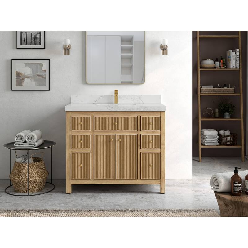 Willow Collections 42 in. W x 22 in. D Sonoma Teak Single Sink Bathroom Vanity with Countertop