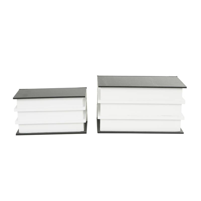 White or Black Canvas Faux Storage Book Box with Live, Laugh, Love Text (Set of 2)