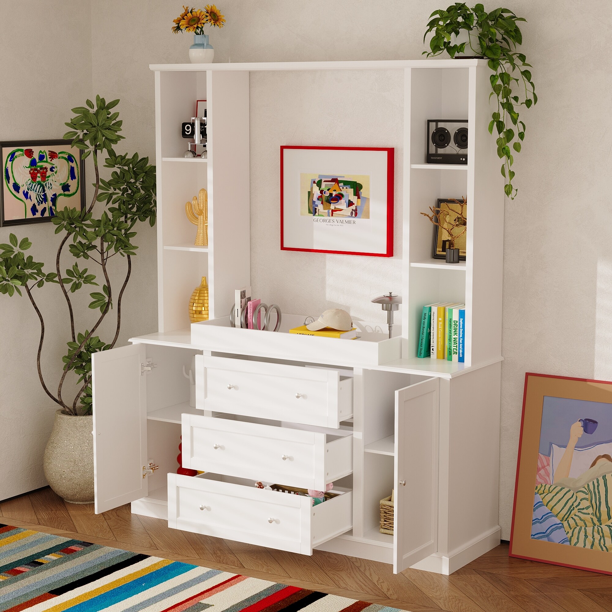 dresser and bookshelf White Wood Dresser/Bookshelf
