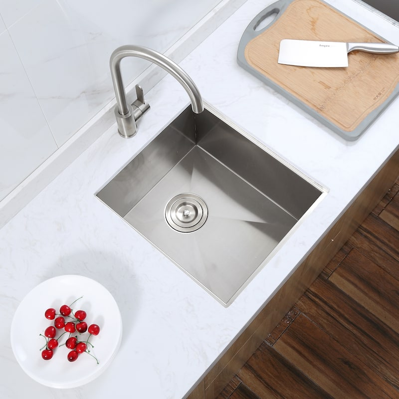 Luxier BBS16-18Z 16" Single Bowl Stainless Steel Undermount Bar Sink - 16