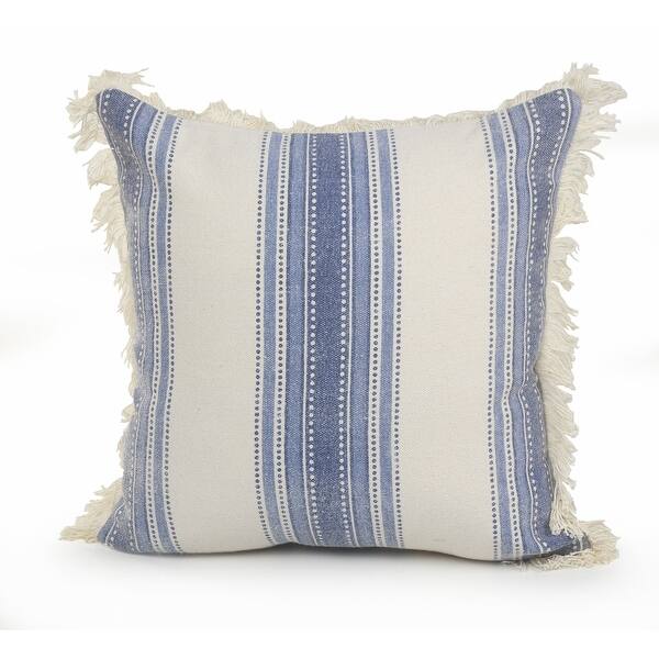 slide 2 of 4, 18" Blue and Ivory Striped Square Throw Pillow
