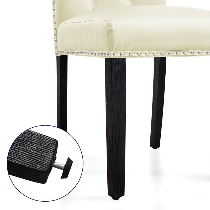 Subrtex (Set of 2) Leather Dining Chair with Riveted Button Decoration