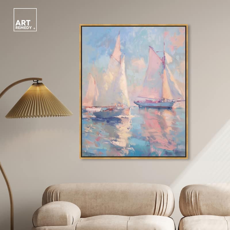Art Remedy Set Sail Framed Sailing 1 Piece Canvas Wall Art