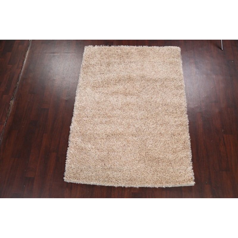 Contemporary Plush Shaggy Oriental Area Rug Hand-tufted Foyer Carpet - 5'5" x 7'3"