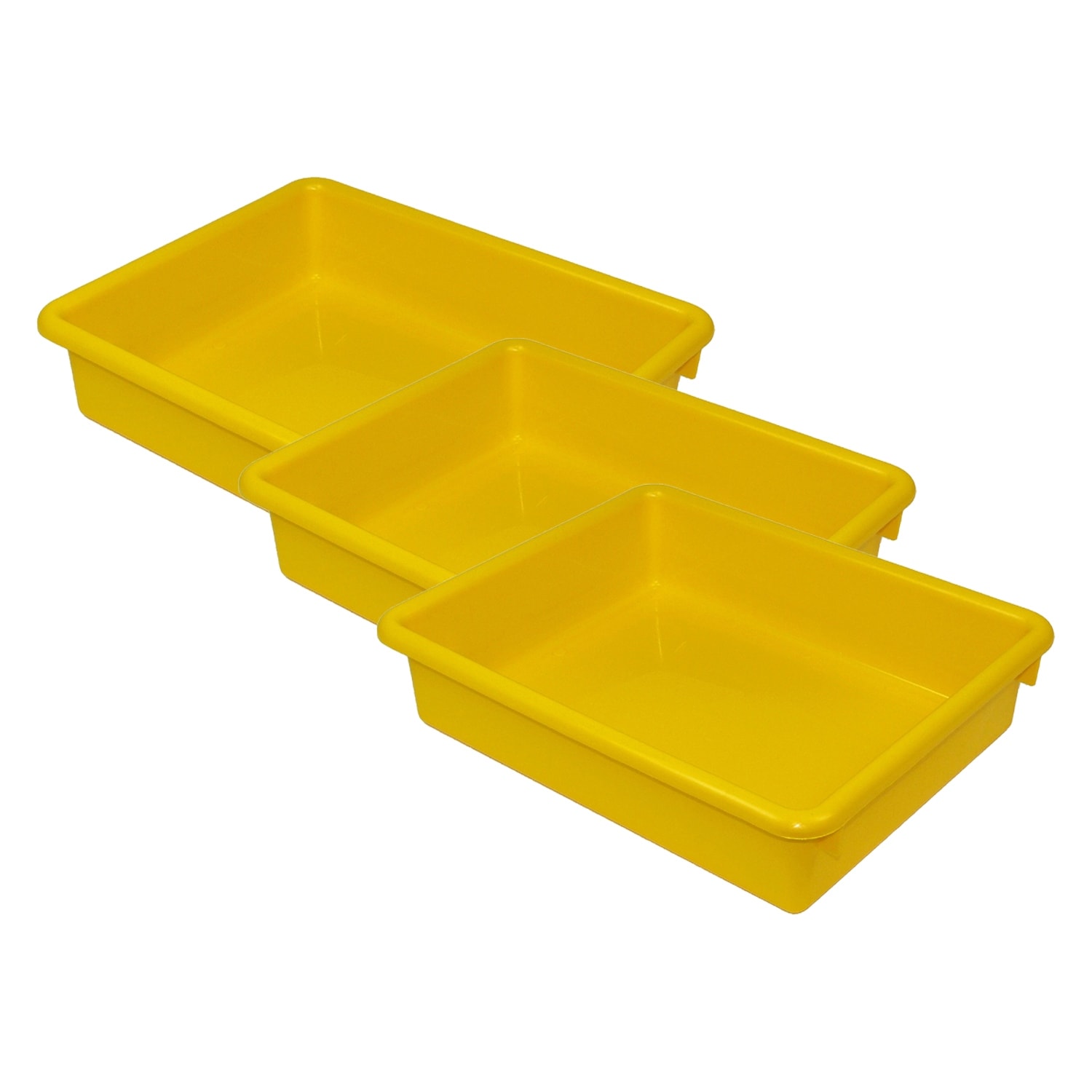 Romanoff Stowaway 3" Letter Tray no Lid, Yellow, Pack of 3
