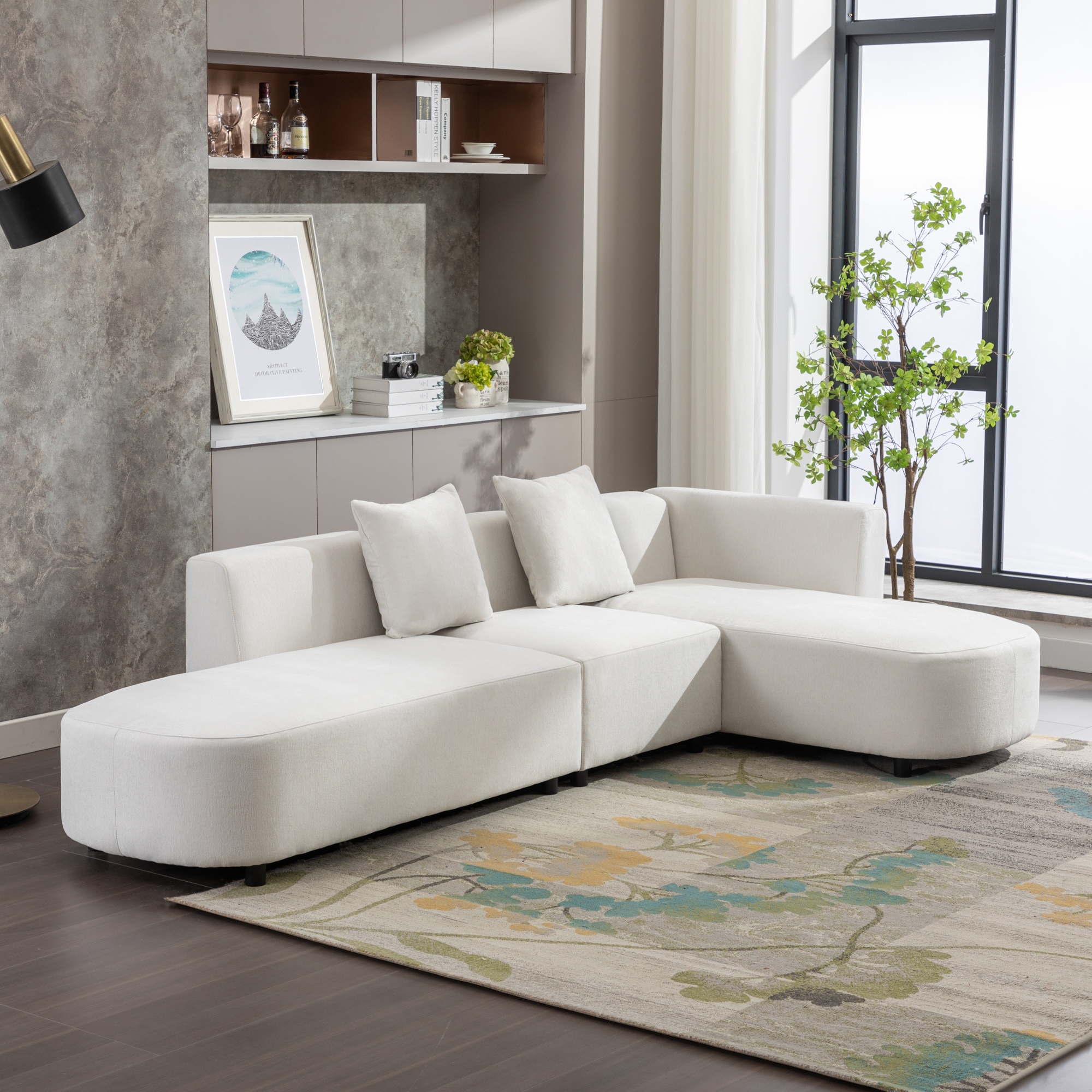 Luxury L Shaped Sectional Sofa Modern Upholstery 4 Seat Sofa