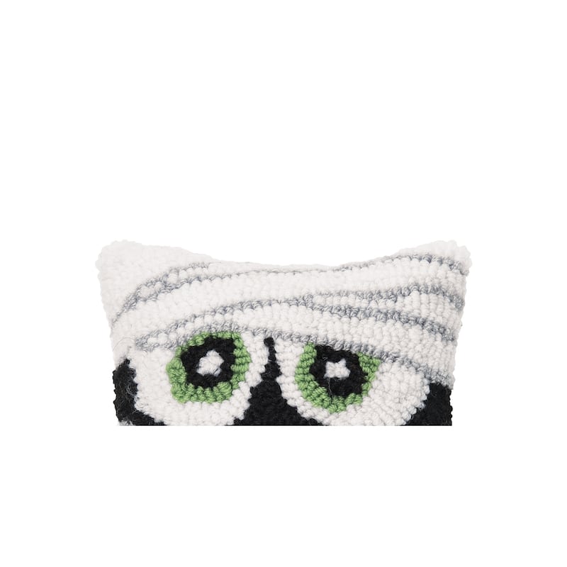 8" x 8" Mummy Face Hooked Halloween Throw Pillow