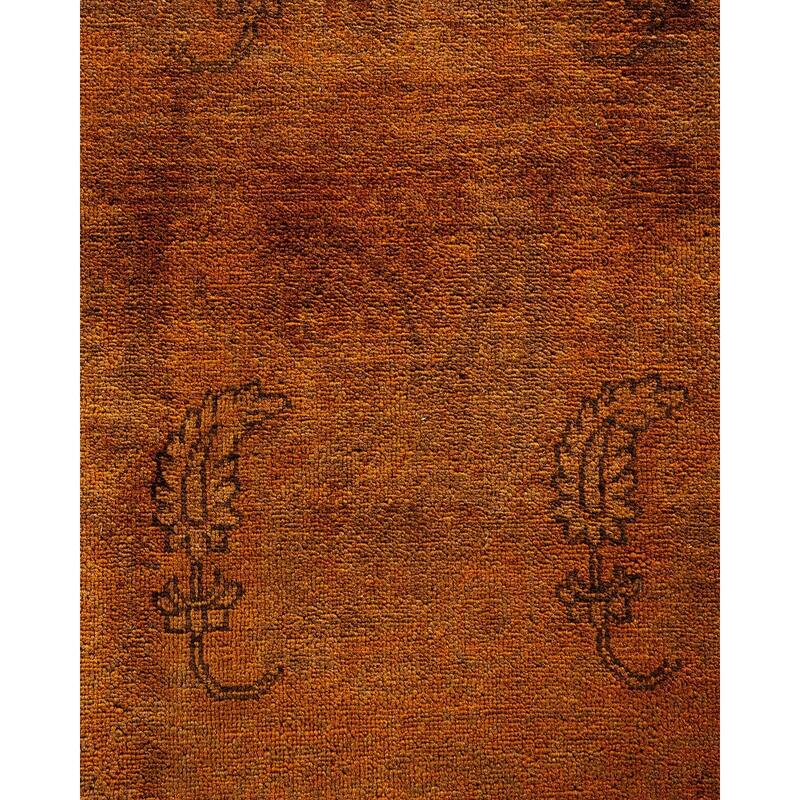 Overton Hand Knotted Wool Vintage Inspired Modern Contemporary Overdyed Yellow Area Rug - 8' 10" x 11' 10"