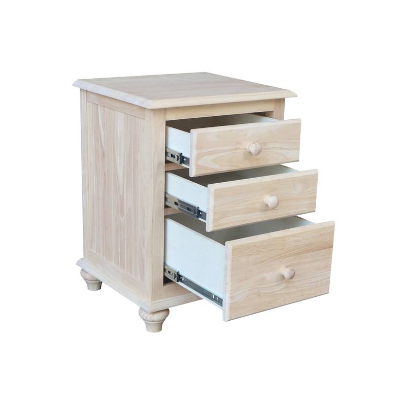 International Concepts Solid Wood 3-Drawer Nightstand