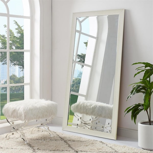 Triskele Raised Full Length Mirror, Huge Silver Floor Mirror Full