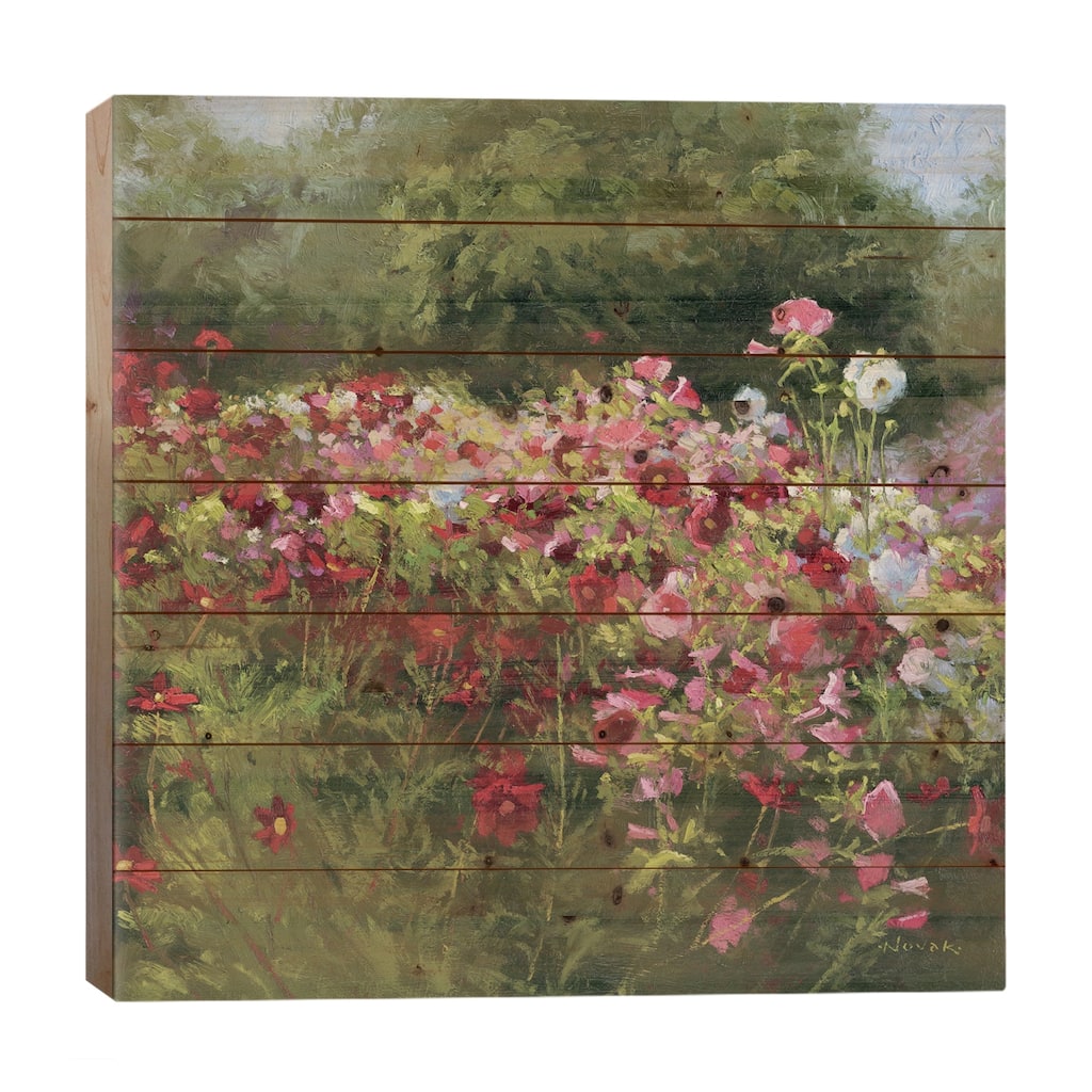 46 Cosmos Garden II Print On Wood by Wild Apple Portfolio - Multi-Color