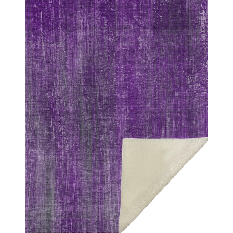 Premium Machine Washable Ombre Solid Sherpa Throw Blanket