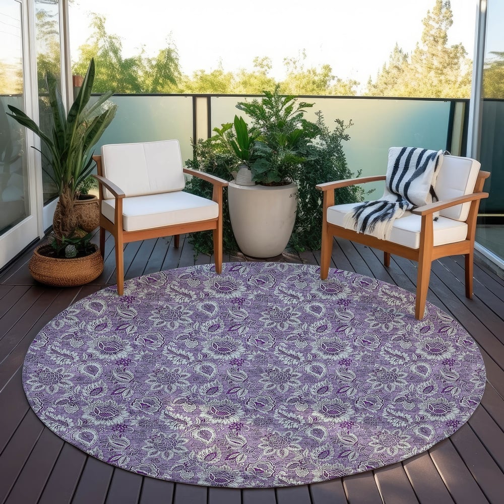 Machine Washable Indoor/ Outdoor Chantille Floral Rug