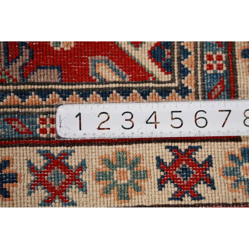 Traditional Kazak Oriental Rug Hand-Knotted Geometric Wool Carpet - 2'8"x 4'0"