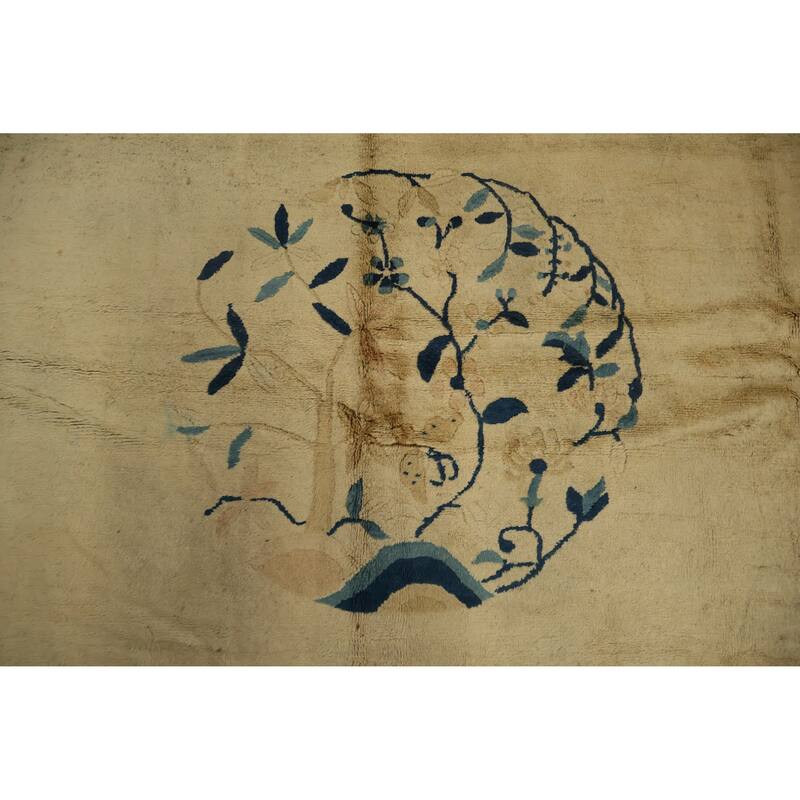 Hand Knotted Oriental 100% Wool Carpet Traditional Floral Yellow & Gold Art Deco Area Rug - 9' 5'' X 7' 5''