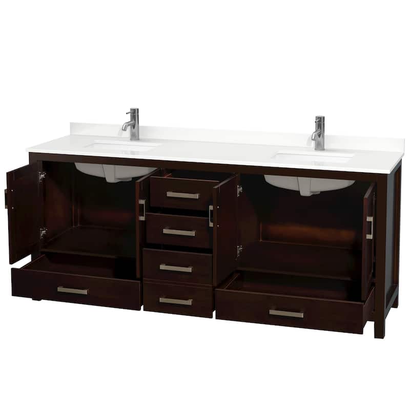 Sheffield 80-inch Double Vanity, Single Hole Quartz Top
