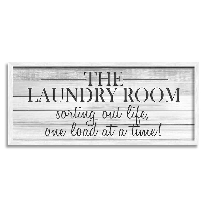 Laundry Room Funny Word Bathroom Black And White Design Framed Wall Art ...
