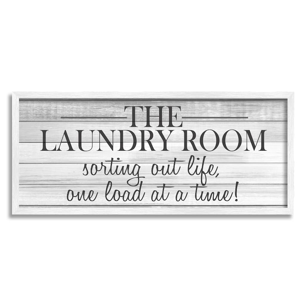 Laundry Room Funny Word Bathroom Black And White Design Framed Wall Art