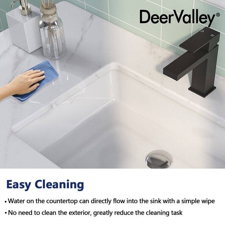 DeerValley Ursa 20"L x 16"W Undermount Bathroom Sink with Overflow