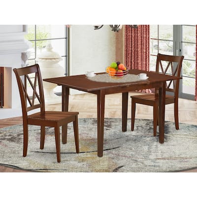 Boho Kitchen Table Set - 3 Piece Dining Set for Small Spaces - Rectangle Table & 2 Chairs - Mahogany Finish