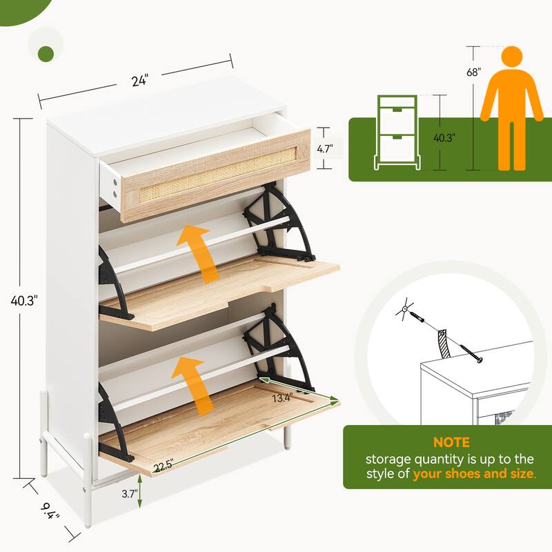 Ail Shoe Storage Cabinet Freestanding Adjustable Shoe Rack for Entryway