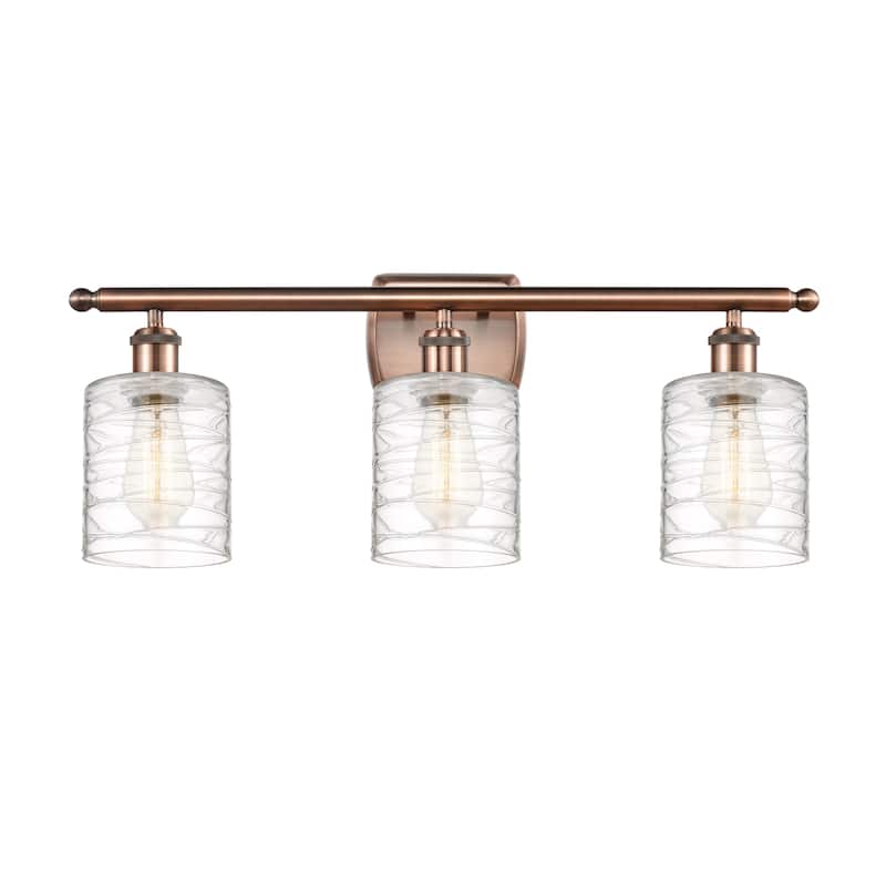 Innovations Lighting 516-3W-10-26 Cobbleskill Vanity Cobbleskill 3 - Antique Copper / Deco Swirl