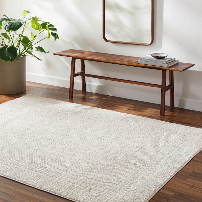 Livabliss Freud Bohemian Bordered Area Rug - 9' 2" x 12' - Cream