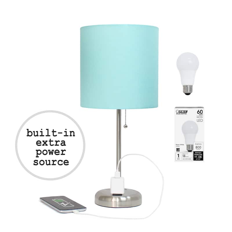 Simple Designs 9.5" Desk Lamp with Charging Outlet and LED Bulb Included - 19.50