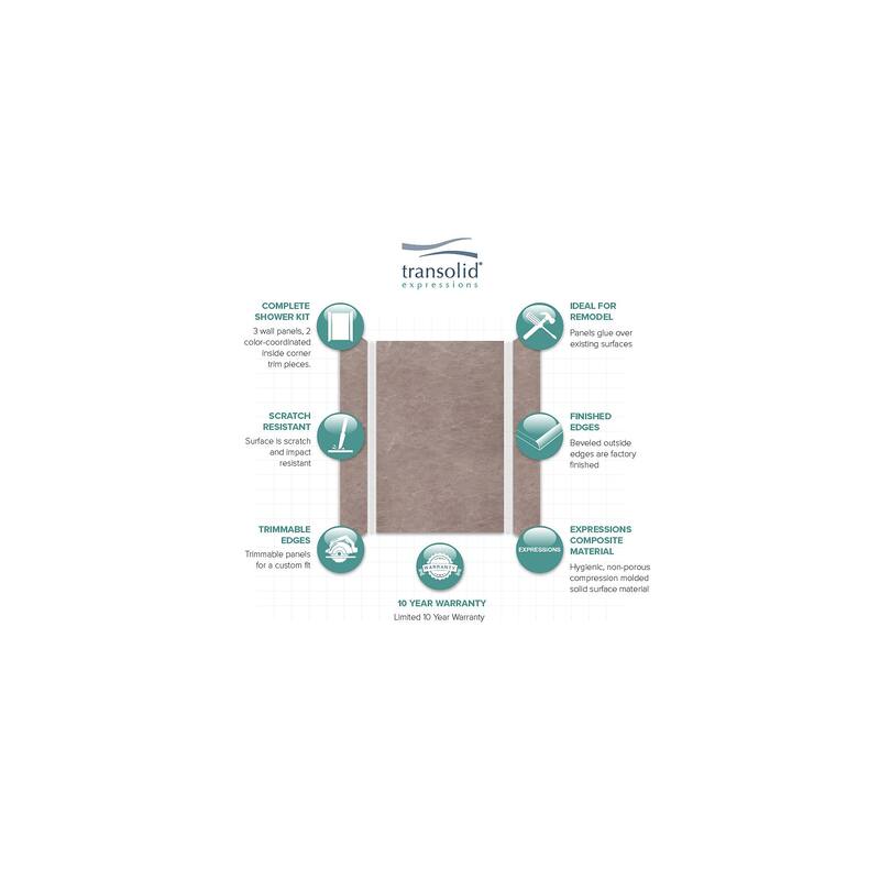 Transolid Expressions 36-in X 48-in X 72-in Glue to Wall Shower Walls - 48" x 36" x 72" - 48" x 36" x 72"