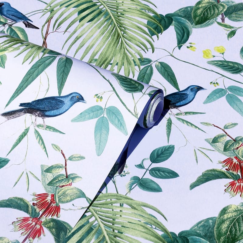 Exotic Garden Blue Non-Woven Wallpaper
