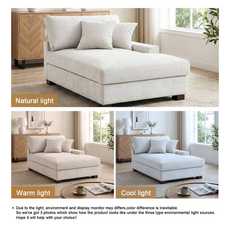 40.8"W Modern Chenille Upholstered Chaise Lounge with Pillow