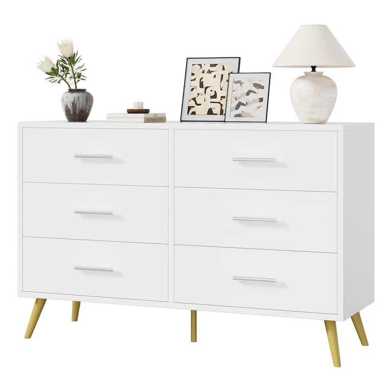 6-Drawer Dresser Storage– Modern Wide Top Storage Cabinet