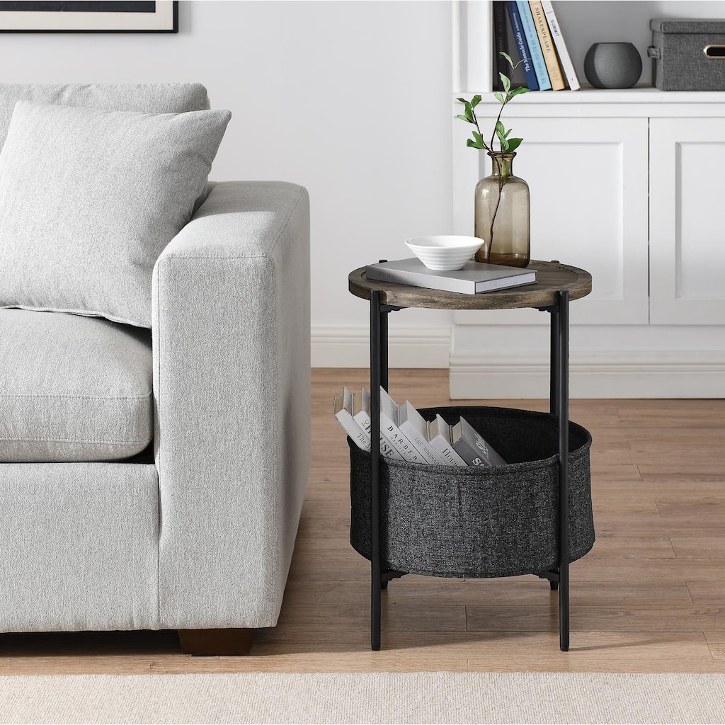 Modern Accent End Table with Storage Basket