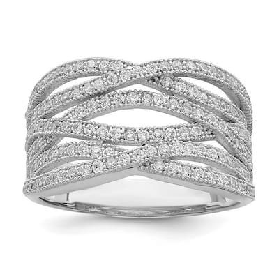 Curata 925 Sterling Silver and CZ Cubic Zirconia Simulated Diamond Brilliant Embers Ring