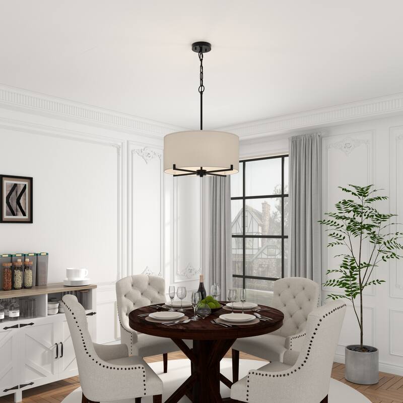 Acroma 4-Light Dimmable Chandelier with Drum Fabric Shade