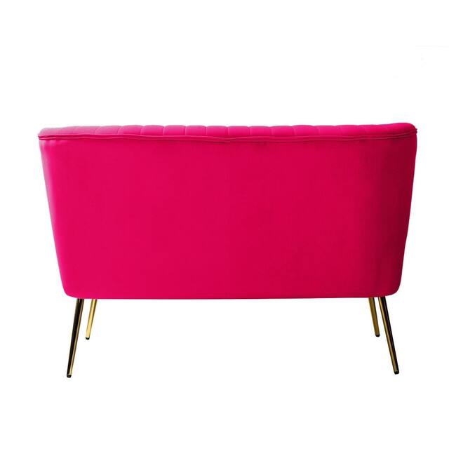 HULALA HOME Monica Modern Velvet Tufted Loveseat with Metal Legs