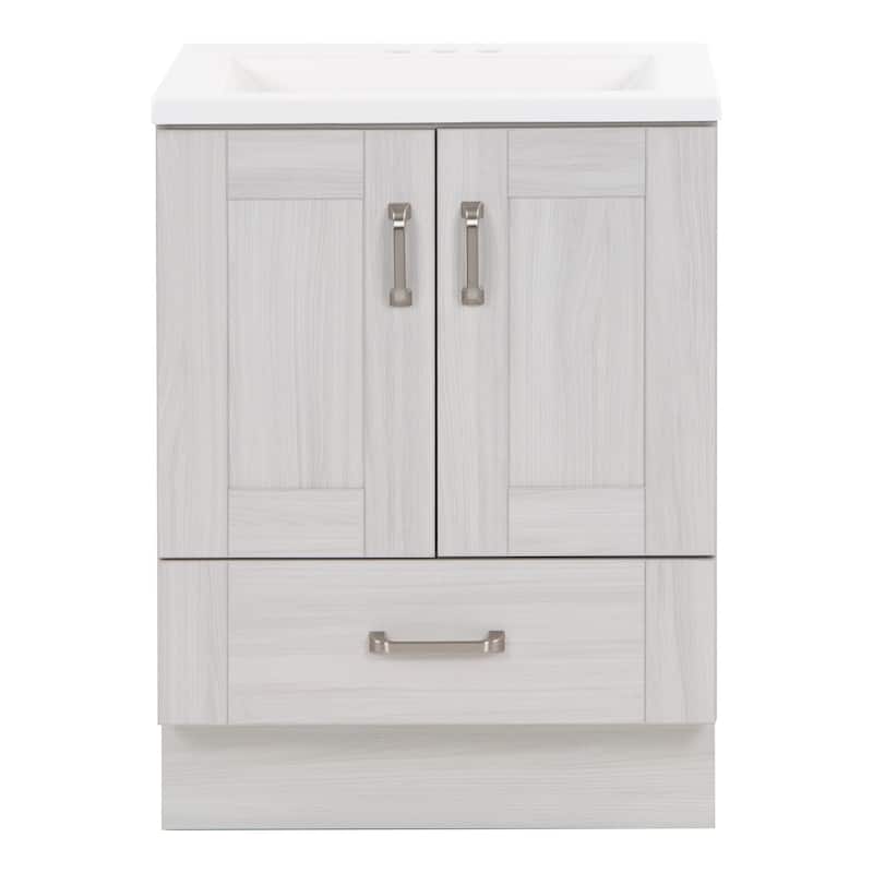 Spring Mill Cabinets Noelani 24" Bathroom Vanity With 2-Door Cabinet, Drawer, and White Sink Top