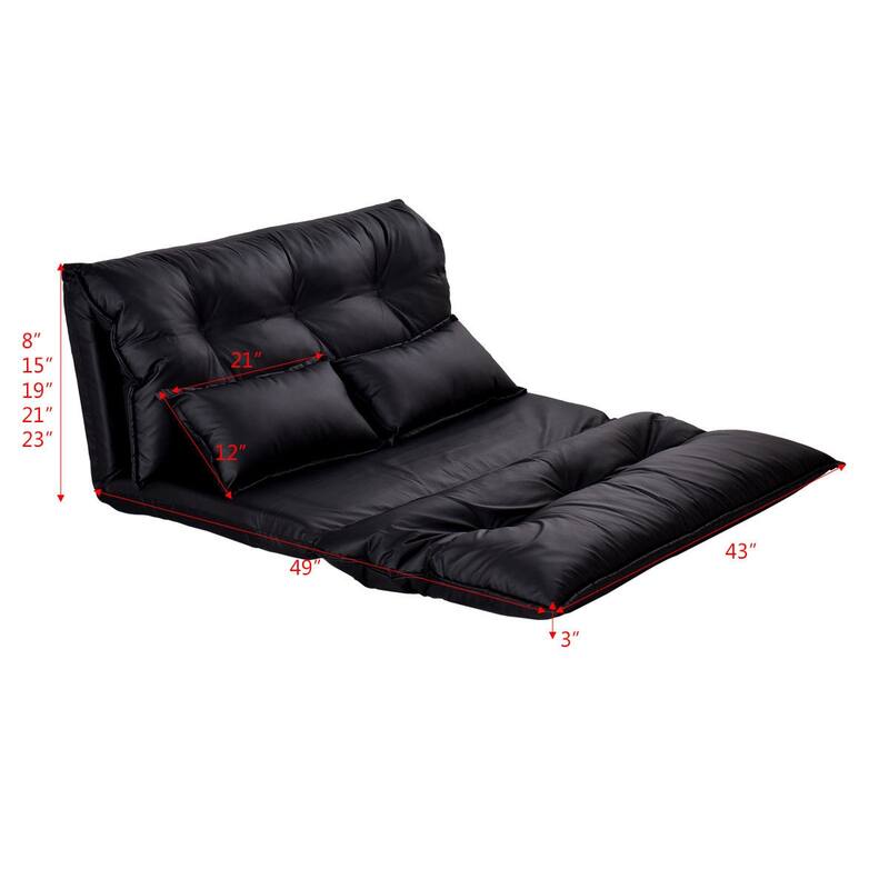 Costway PU Leather Foldable Modern Leisure Floor Sofa Bed Video Gaming