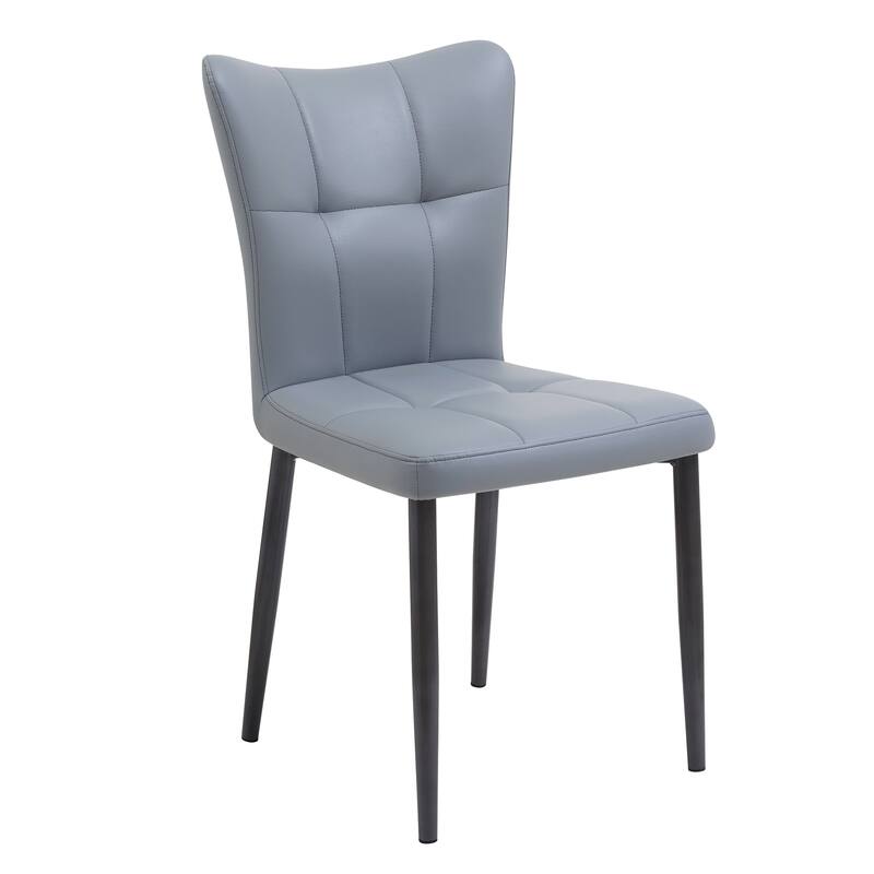 Set of 2 Side Chair Vanity Chair Office Chair Light Gray Leather Upholstered Dining Chair with Iron Legs