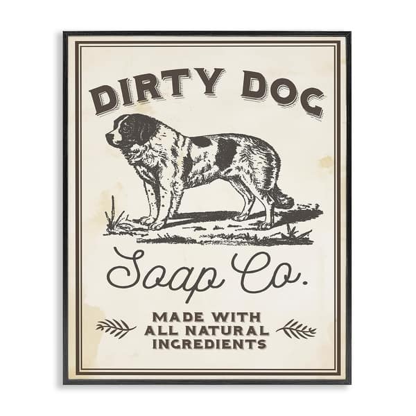 slide 2 of 17, Stupell Dirty Dog Soap Co Vintage Sign Framed Giclee Texture Art Black Framed - 11 x 14
