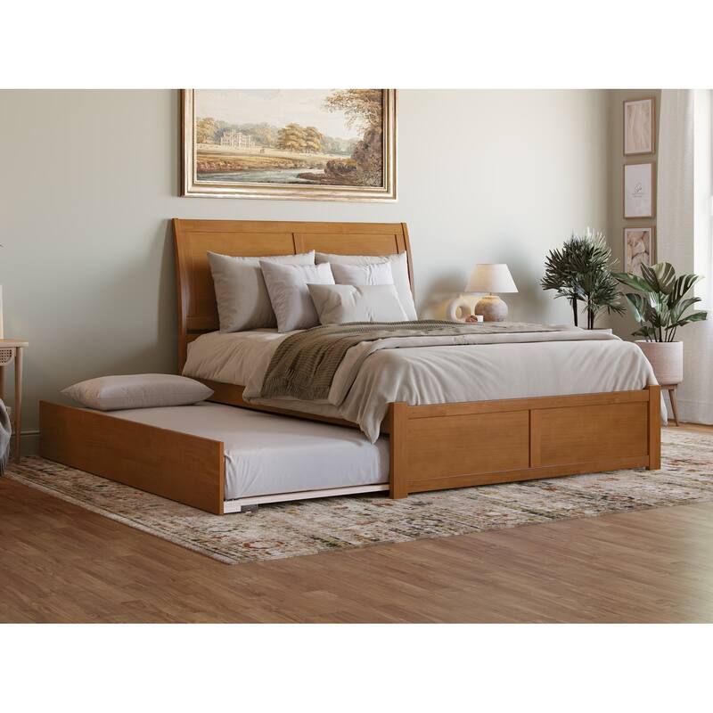 Portland Platform Bed with Footboard and Twin XL Trundle