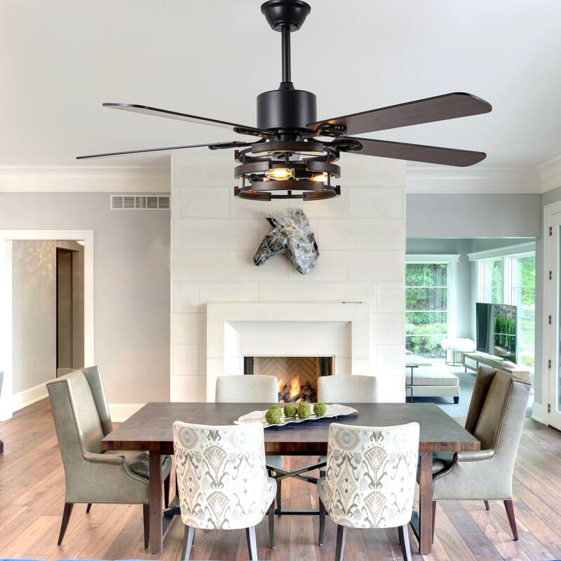 Bella Depot 52" Rustic Ceiling Fan with Light and Remote 6-Speed Farmhouse Reversible Fan