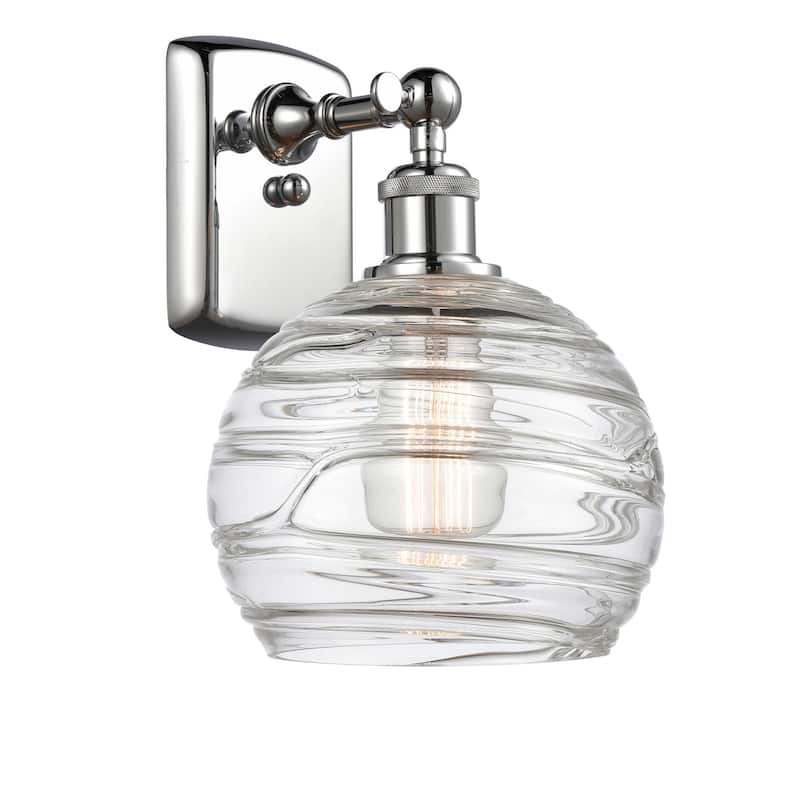 Innovations Lighting Deco Swirl 13" Tall Bathroom Sconce - Polished Chrome / Clear
