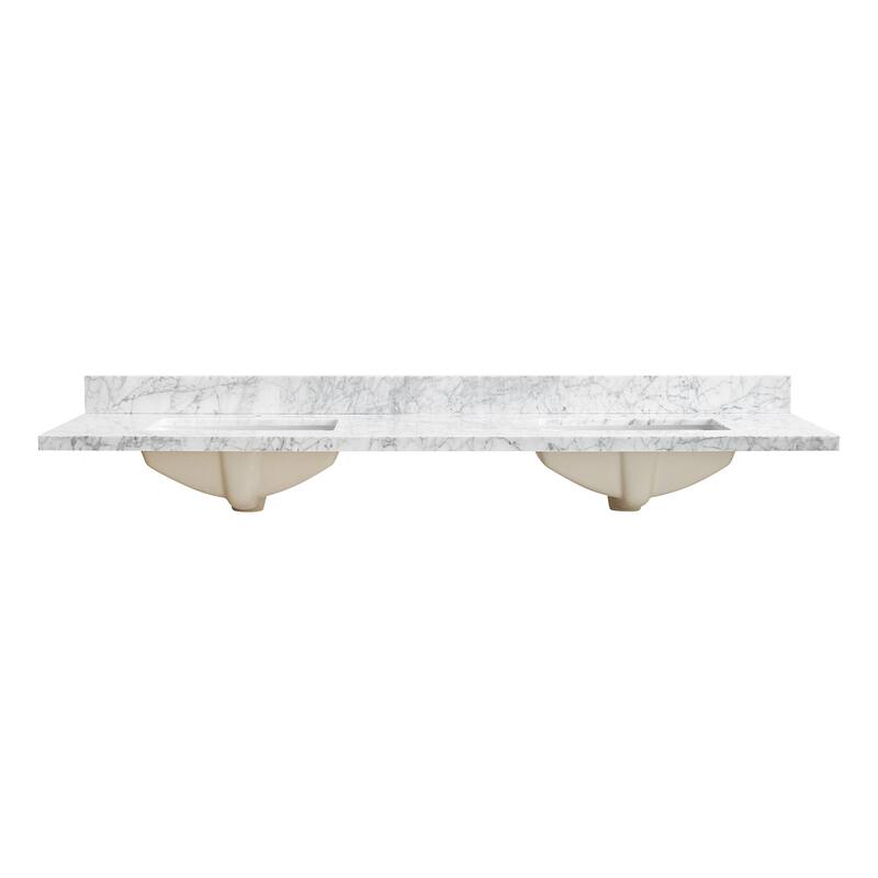 Zevio Natural Marble Vanity Top in Carrara White with Ceramic Sink