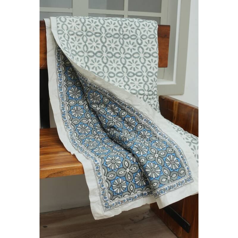 Fabdivine Hand Block Print Artisan Handmade Cotton Quilt Floral