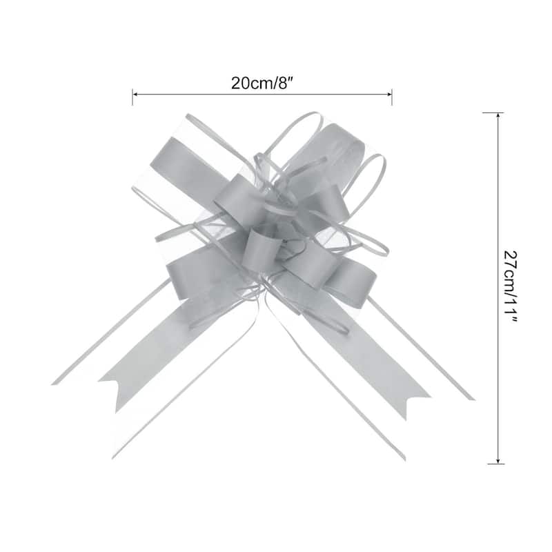 10pcs 9" Large Pull Bow Gift Wrapping Big Organza Bows Ribbon - Grey - 11 Inch