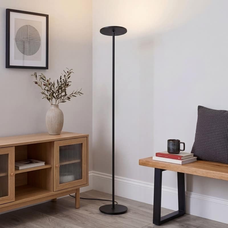 Brightech Sky Flux 67 in. Classic Black Industrial Dimmable and Color Temperature Adjustable LED Floor Lamp