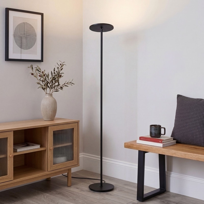 Brightech Sky Flux 67 in. Classic Black Industrial Dimmable and Color Temperature Adjustable LED Floor Lamp