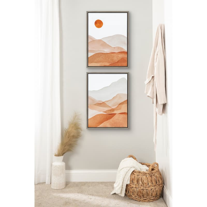 Kate and Laurel Sylvie Range Orange Framed Canvas by Amy Lighthall
